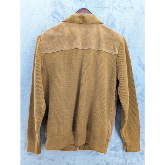 Vintage Fingerhut Fashions split cowhide leather jacket cable knit Large - Picture 2 of 9